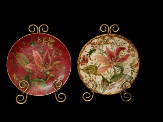 (2) 10" Decorative Plates w/Stands-Raymond W