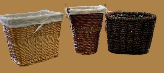 (3) Straw Wastebaskets