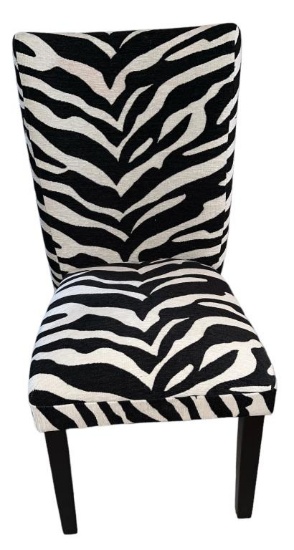 (1) Upholstered Zebra Pattern Chair
