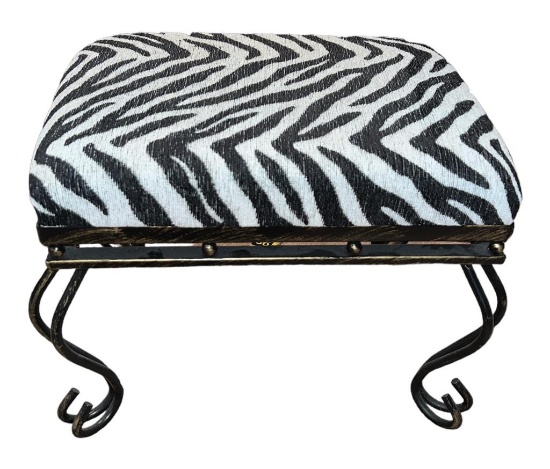 Upholstered Zebra Pattern Ottoman-16” x 12”, 13”