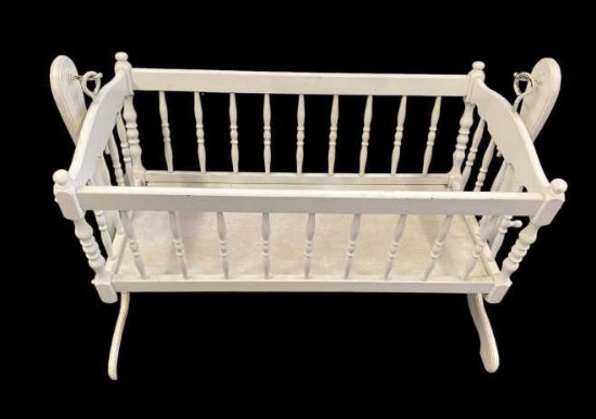 Vintage Painted Rocking Wooden Cradle