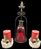 (3) Decorative Metal/Glass Candle Holders