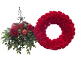 (2) Decorative Items: Wreath, Centerpiece