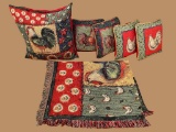 (5) Rooster Pillows & (1) Rooster Throw--Susan