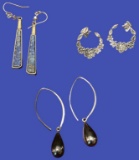(3) Pairs of Silver Toned Earrings for Pierced