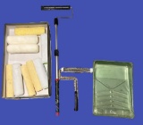 Assorted Paint Roller Brushes and Paint Tray