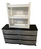 (2) 3 Drawer Plastic Storage and (1) 3 Shelf