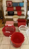 Large Assortment of Bins and Storage Containers