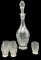 Romanian Etched Glass Decanter and (5) Cordial