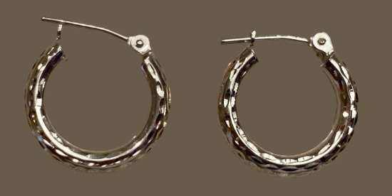 14 Kt White Gold Pierced Earrings--1.5 Grams