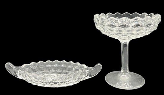 Fostoria Cubist Candy/Compote Dish and Relish Dish