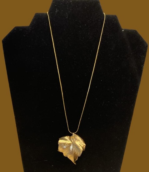 Leaf Pendant—Leaf dipped in Yellow Gold on