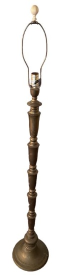 Vintage Etched Brass Asian Style Floor Lamp—61”