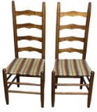 (2) Vintage Wooden Upholstered Chairs With (2)