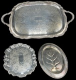 (3) Footed Silver Plate Trays—WM Rogers,