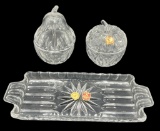 (3) German Lead Crystal Items: (2) Fruit Themed