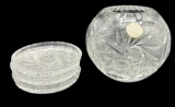 Polish Lead Crystal Vase (4” High)  and (3)