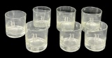 (7) Etched Glass Whiskey Glasses With “P” Monogram
