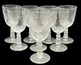 (8) Etched Glass Wine Glasses