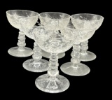 (6) Etched Glass Champagne Sherbet Glasses