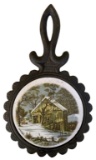 Currier and Ives Mini Cast Iron Trivet—7 7/8” x 4
