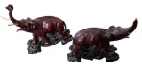(2) Wooden Elephant Figures With Stands (One