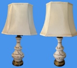 Pair of Vintage Handpainted Porcelain Lamps