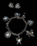 Vintage Coro Charm Bracelet and Clip On Earrings