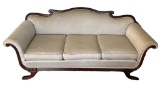 Duncan Phyfe Style Rolled Arm Sofa, Carved
