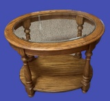 Tell City Chair Company Oak Oval Glass Top End