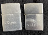 (2) Vintage Zippo Lighters (Engraving on Both)