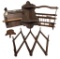 Assorted Wooden Items: Magazine Rack, Paper
