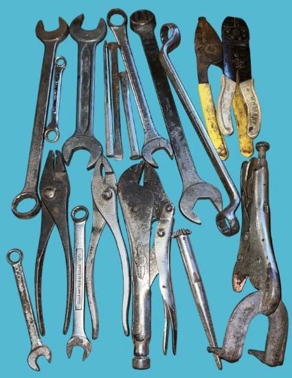 Assorted Wrenches, Vise Grips, Wiring Pliers,