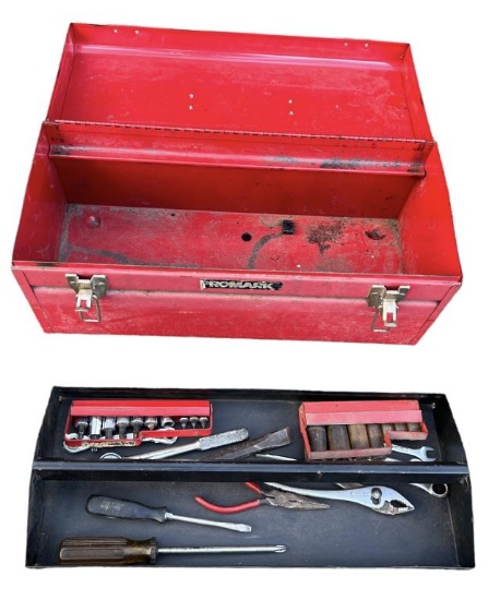 Metal Tool Box - 9” x 20” with Assorted Ratchets
