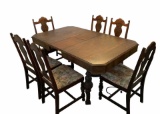 Depression Era Dining Table and (6) Dining Chairs