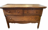 Antique Oak Stand - 2  Short Drawers over 1
