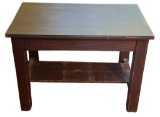 Vintage Library Table with Glass Protective Top