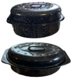 (2) Granite-Ware Roasting Pans with Lids: