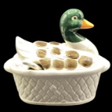 Vintage Mallard Duck on Nest Covered Tureen with