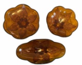 (3) Pieces of Amber Colored Glass