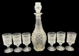 Anchor Hocking “Wexford” Decanter and (6)