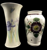(2) Ceramic Vases: 9” Vase Made in Mexico and 1