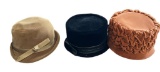 (3) Vintage Ladies’ Hats—Sue Ellen, Bamberger’s,