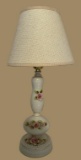 Vintage Rose Porcelain Lamp - 18” To Top of Shade