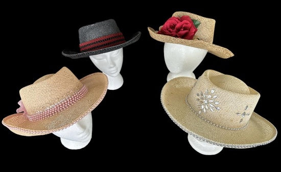 (4) Ladies Straw Hats