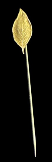 14 Kt Yellow Gold Tobacco Leaf Stick Pin marked
