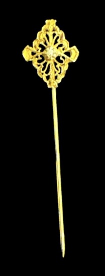 14 Kt Yellow Gold Stick Pin with Cubic Zirconia