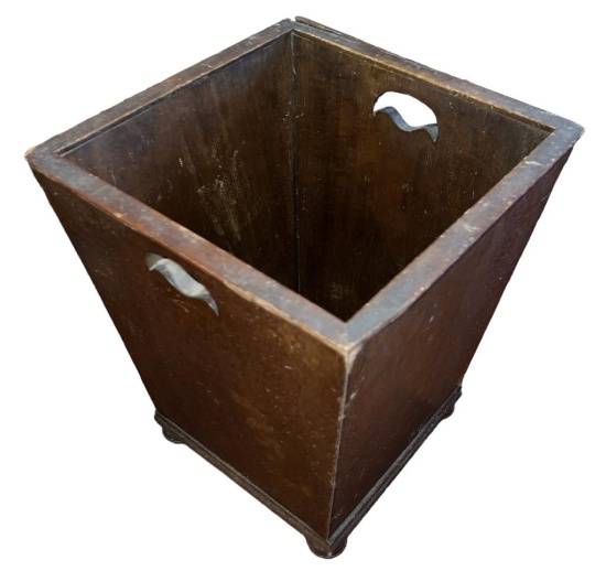 Vintage Wooden Footed Trash Can, Some