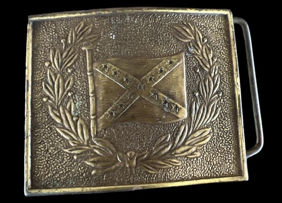 Brass Confederate Flag Belt Buckle