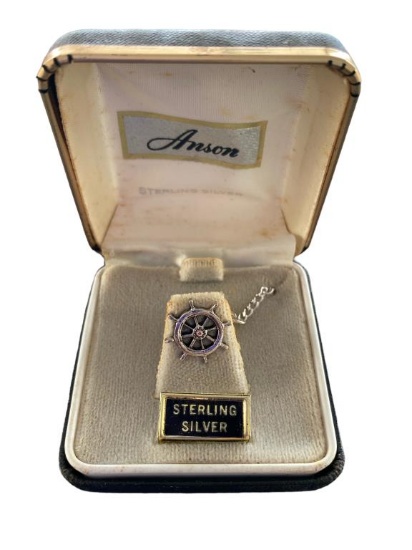 Anson Sterling Silver Tie Pin--Ship Wheel